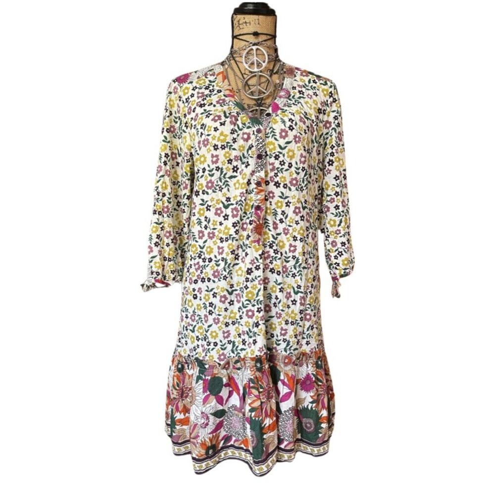 vivante by vsa - women's floral print dress - SIZE LARGE